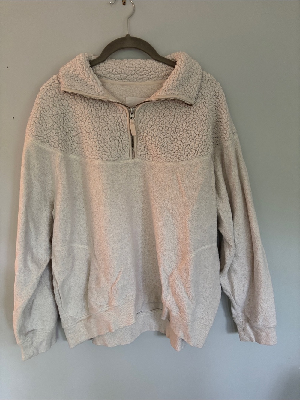 aerie Cream Sherpa Half-Zip Pullover